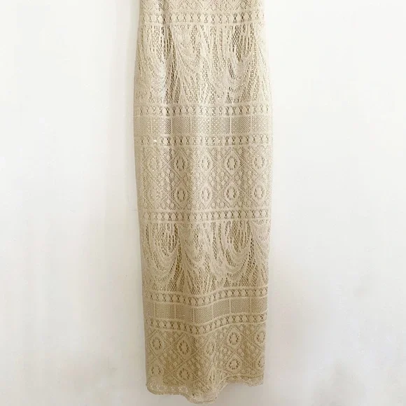 Vintage Jessica McClintock for Gunne Sax Low Back Ivory Lace Maxi Dress sz 4 - Picture 5 of 16